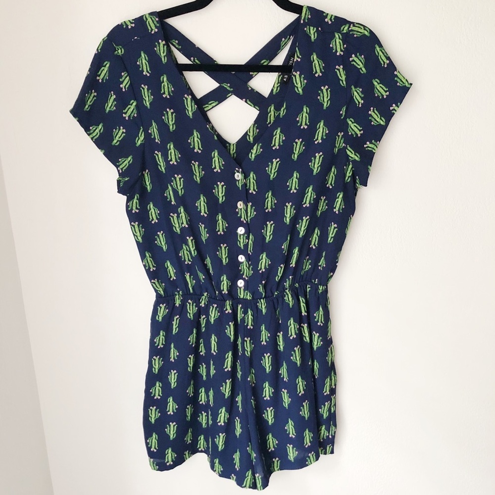 As U Wish Cactus Short Sleeve Romper - size medium